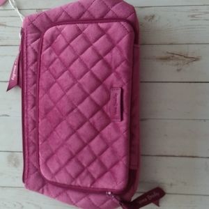 Vera Bradley Quilted Velvet Compact Organizer / Makeup Bag in Majestic Magenta